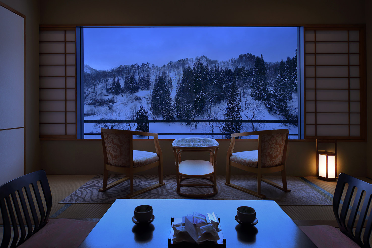 客室から望む雪景色